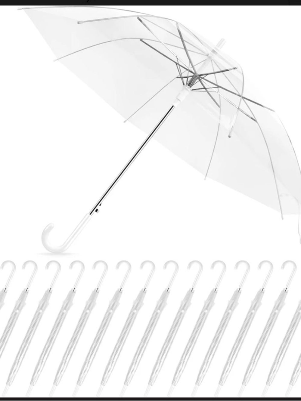 Clear White Handle Transparent Dome Umbrella - Stylish Home Accent